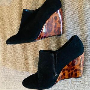 Beverly Feldman Black Suede w/Tortoise Wedge
